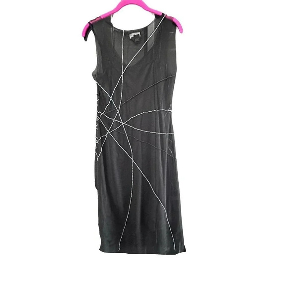 Poleci Women's Black Sleeveless Mini Dress Size M mesh overlay dress - Picture 5 of 11